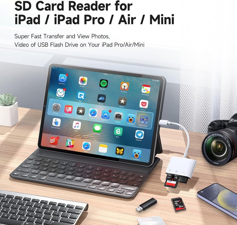 Criello USB C SD Card Reader, 3 in 1 USB-C Memory Card Adapter with Dual Slots (SD/MicroSD) & USB 3 Port for iPhone 15/16/17 Pro Max, iPad Pro/Air/Mini, Mac, MacBook Pro/Air, and More Type C Devices - Image 3